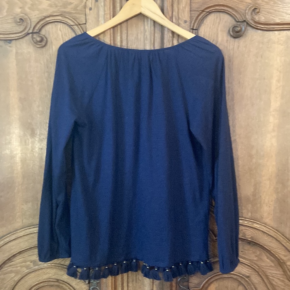 Lilly Pulitzer Navy Long Sleeve with Tassel Hem - Picture 8 of 10